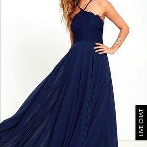 Lulu’s Navy Blue Lace Maxi Dress